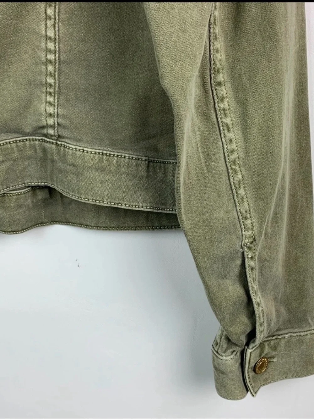 Michael Kors Olive Green Denim Jacket with Button Front